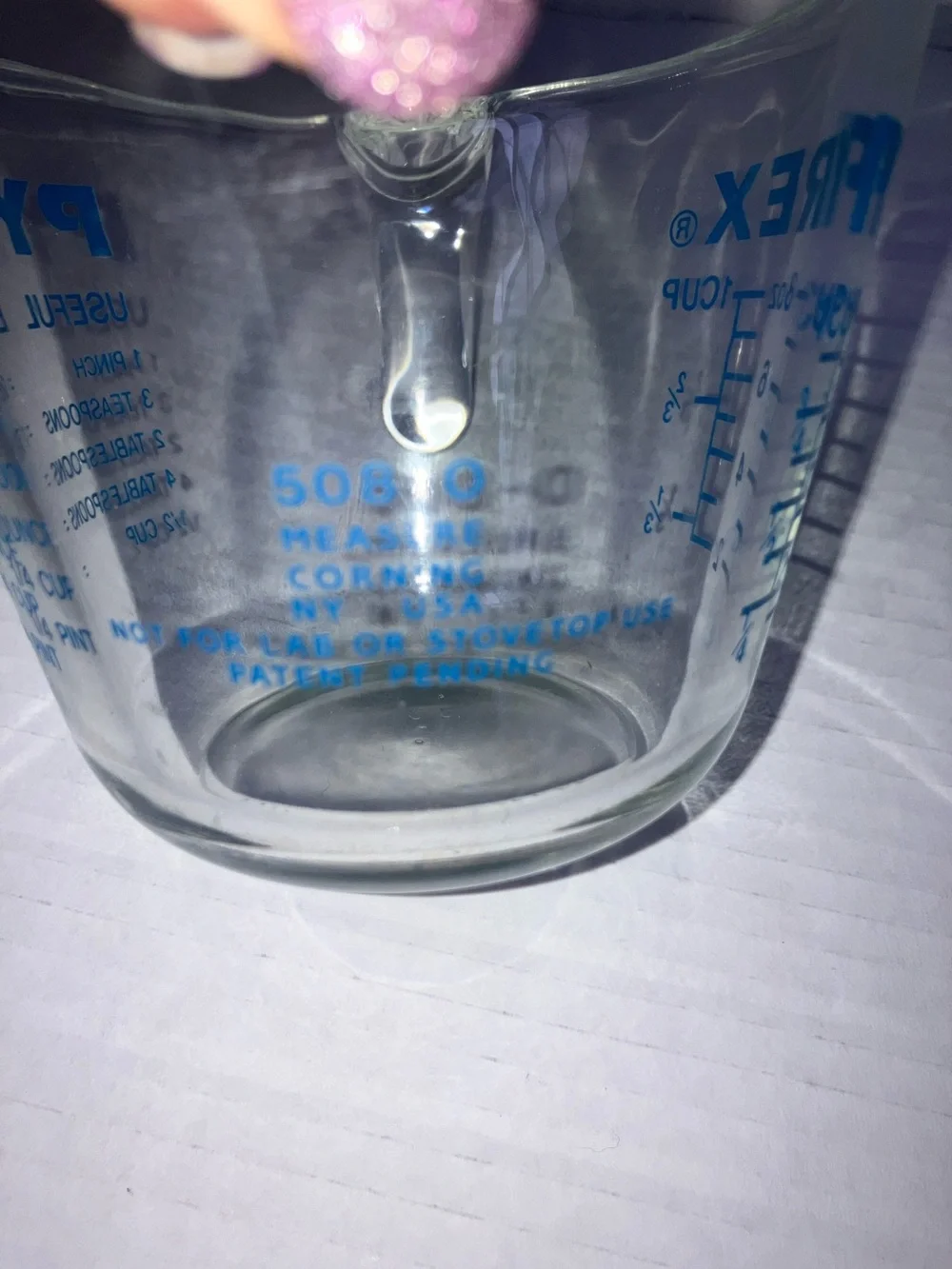 Vintage PYREX Glass Measuring‎ Cup with Blue Markings Patent Pending Model 80’s